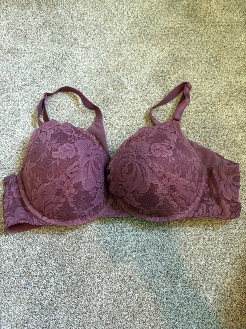 Torrid Curve Lace Maroon XO Plunge Push Up Bra Size 42C